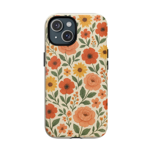 Floral Orange Bouquet Tough Magnetic Phone Case — Protective Magnetic Floral Design