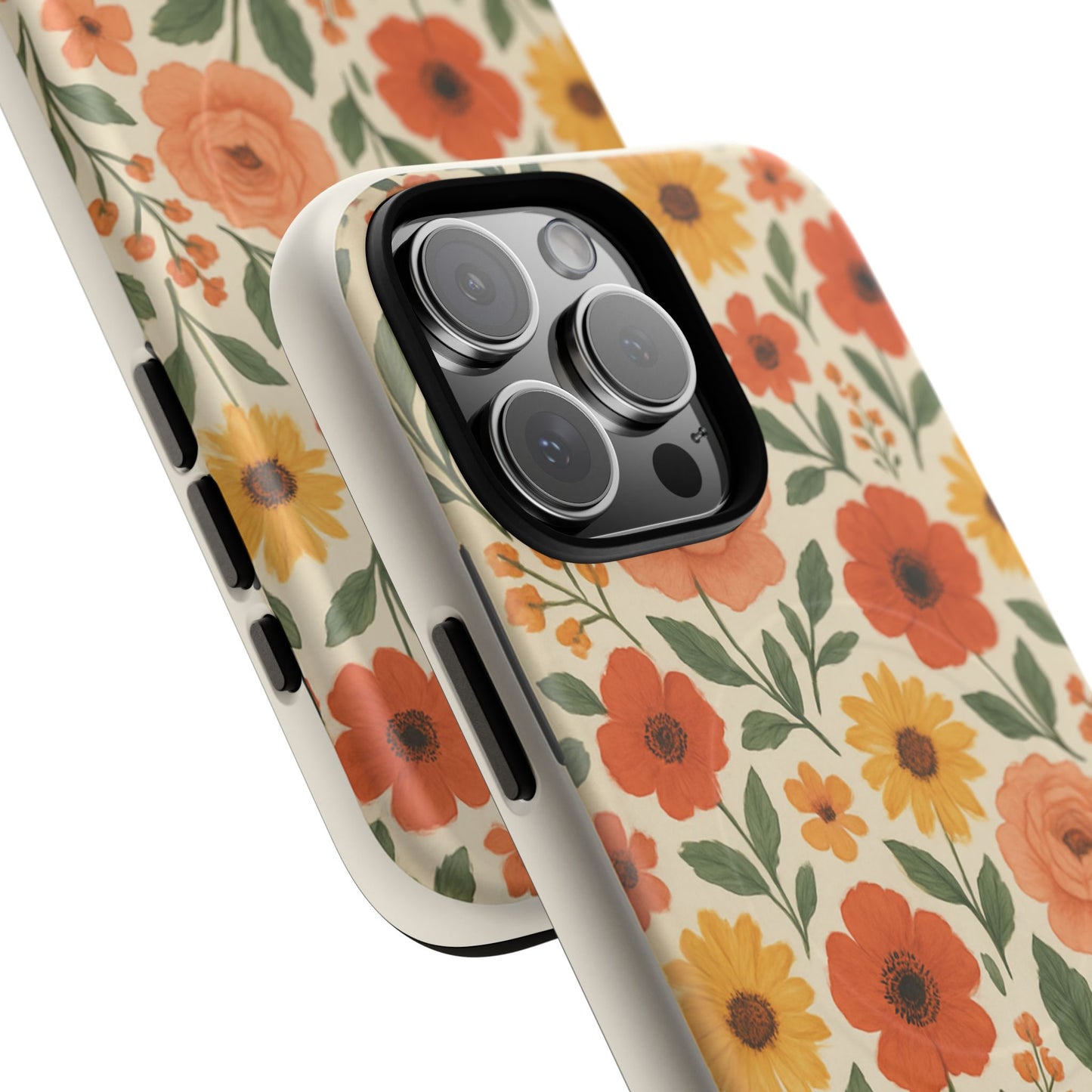 Floral Orange Bouquet Tough Magnetic Phone Case — Protective Magnetic Floral Design