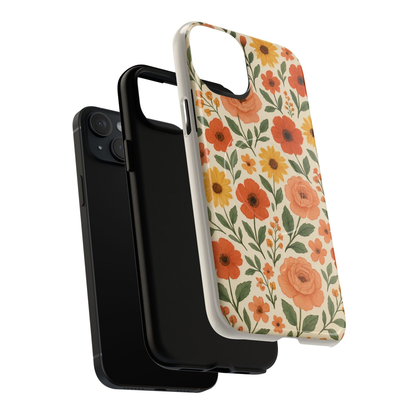 Floral Orange Bouquet Tough Magnetic Phone Case — Protective Magnetic Floral Design