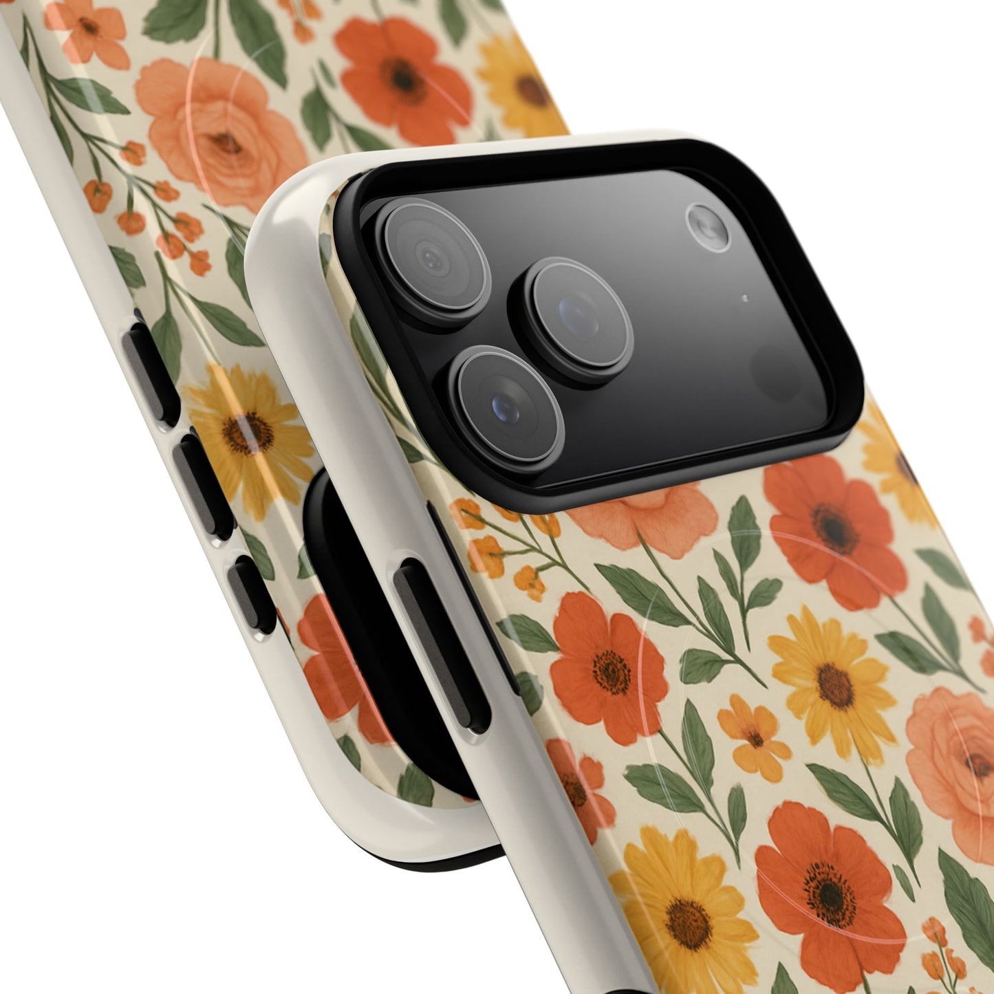 Floral Orange Bouquet Tough Magnetic Phone Case — Protective Magnetic Floral Design
