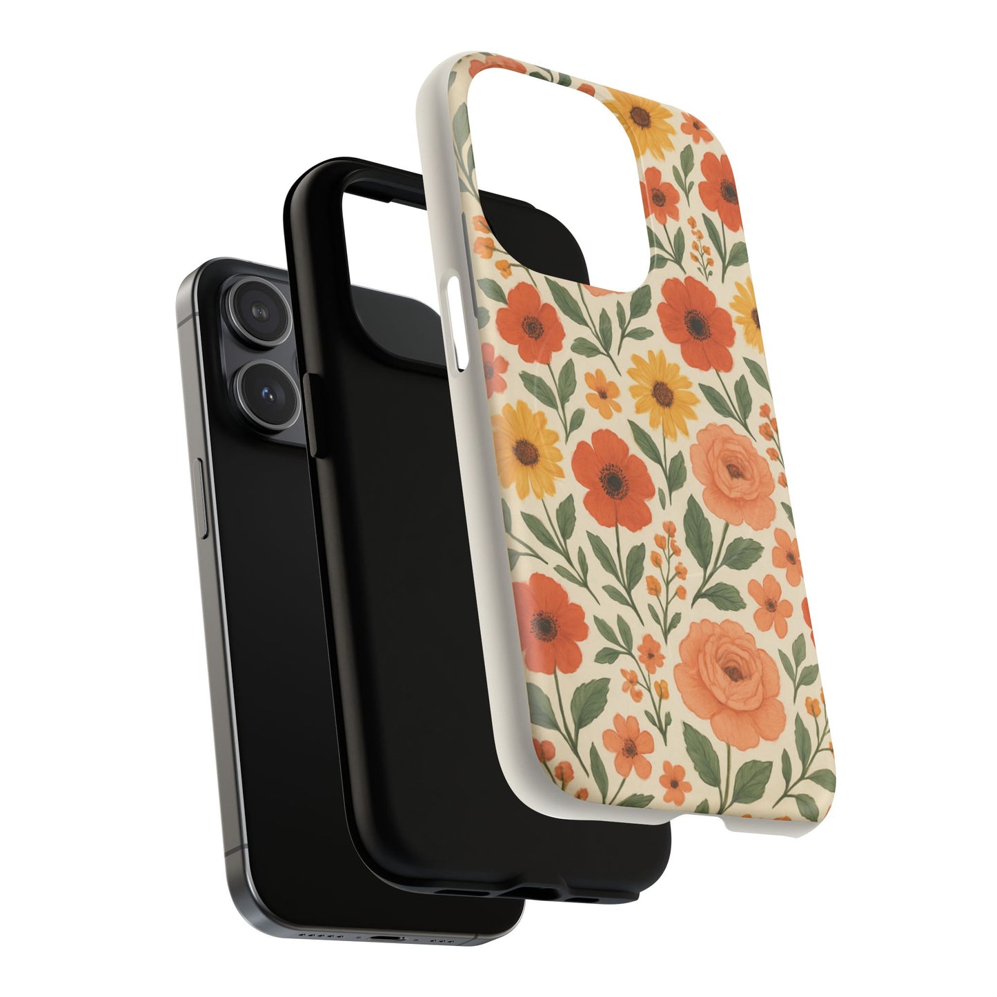 Floral Orange Bouquet Tough Magnetic Phone Case — Protective Magnetic Floral Design