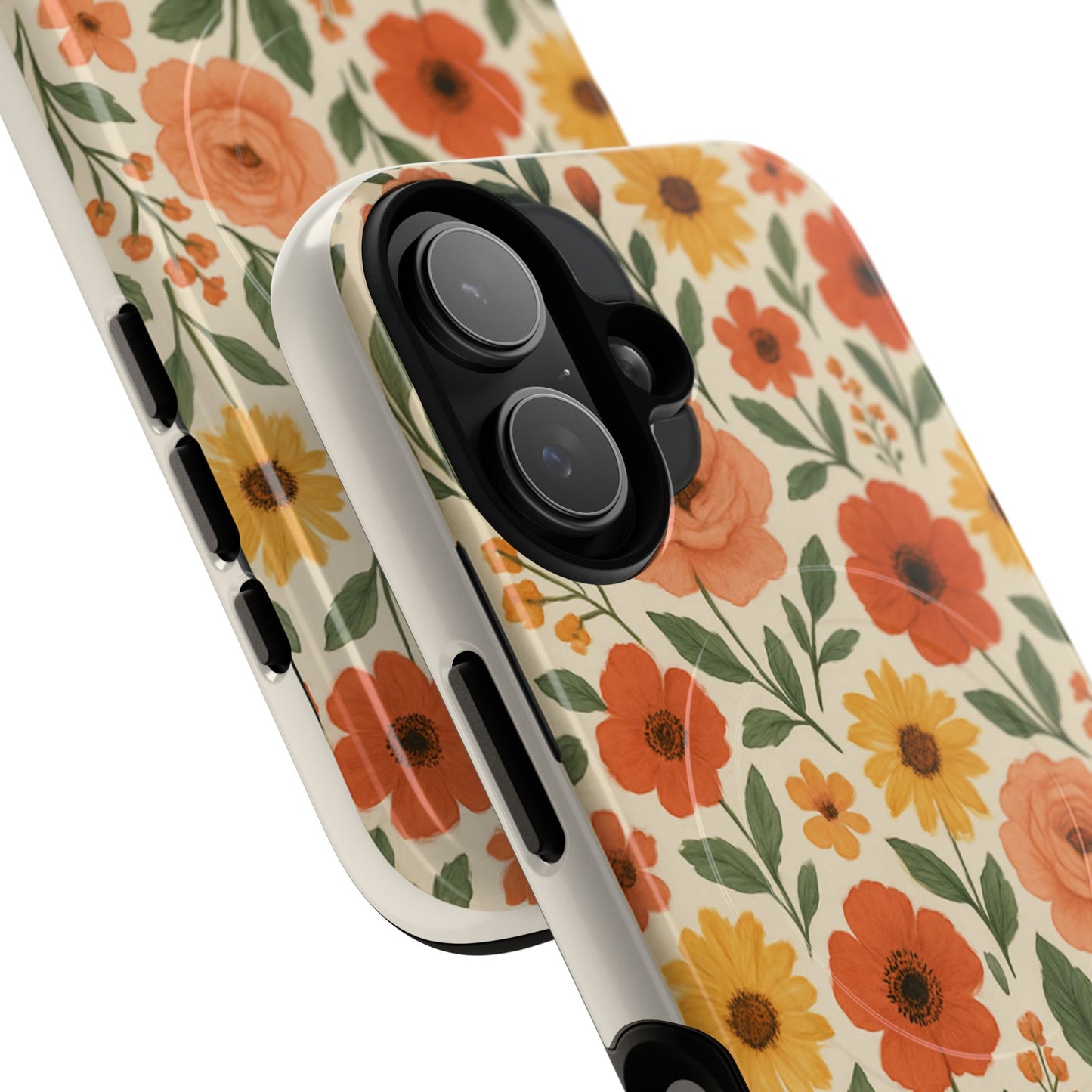 Floral Orange Bouquet Tough Magnetic Phone Case — Protective Magnetic Floral Design