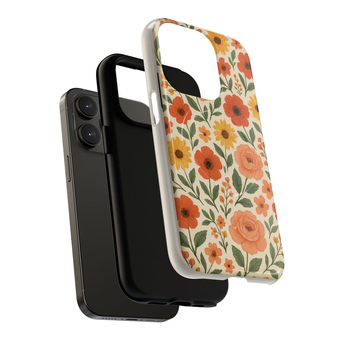 Floral Orange Bouquet Tough Magnetic Phone Case — Protective Magnetic Floral Design