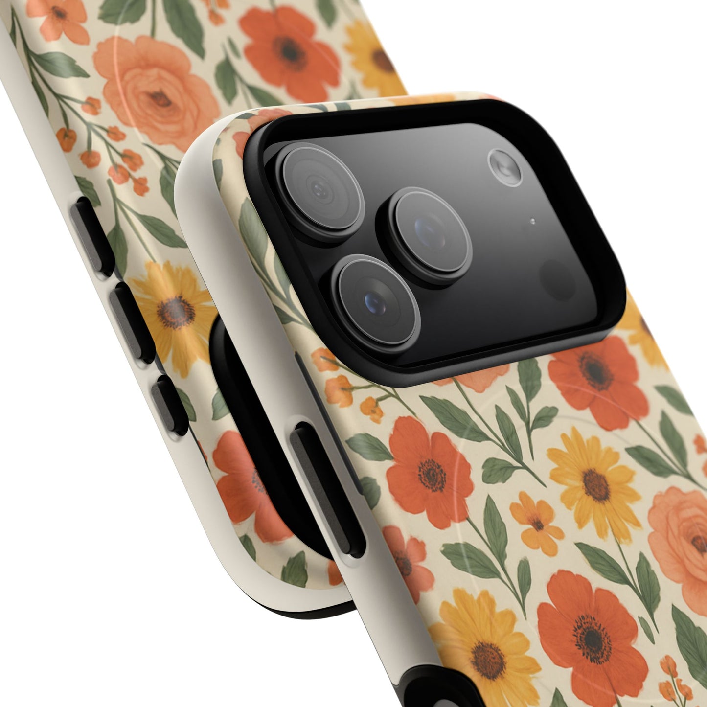 Floral Orange Bouquet Tough Magnetic Phone Case — Protective Magnetic Floral Design