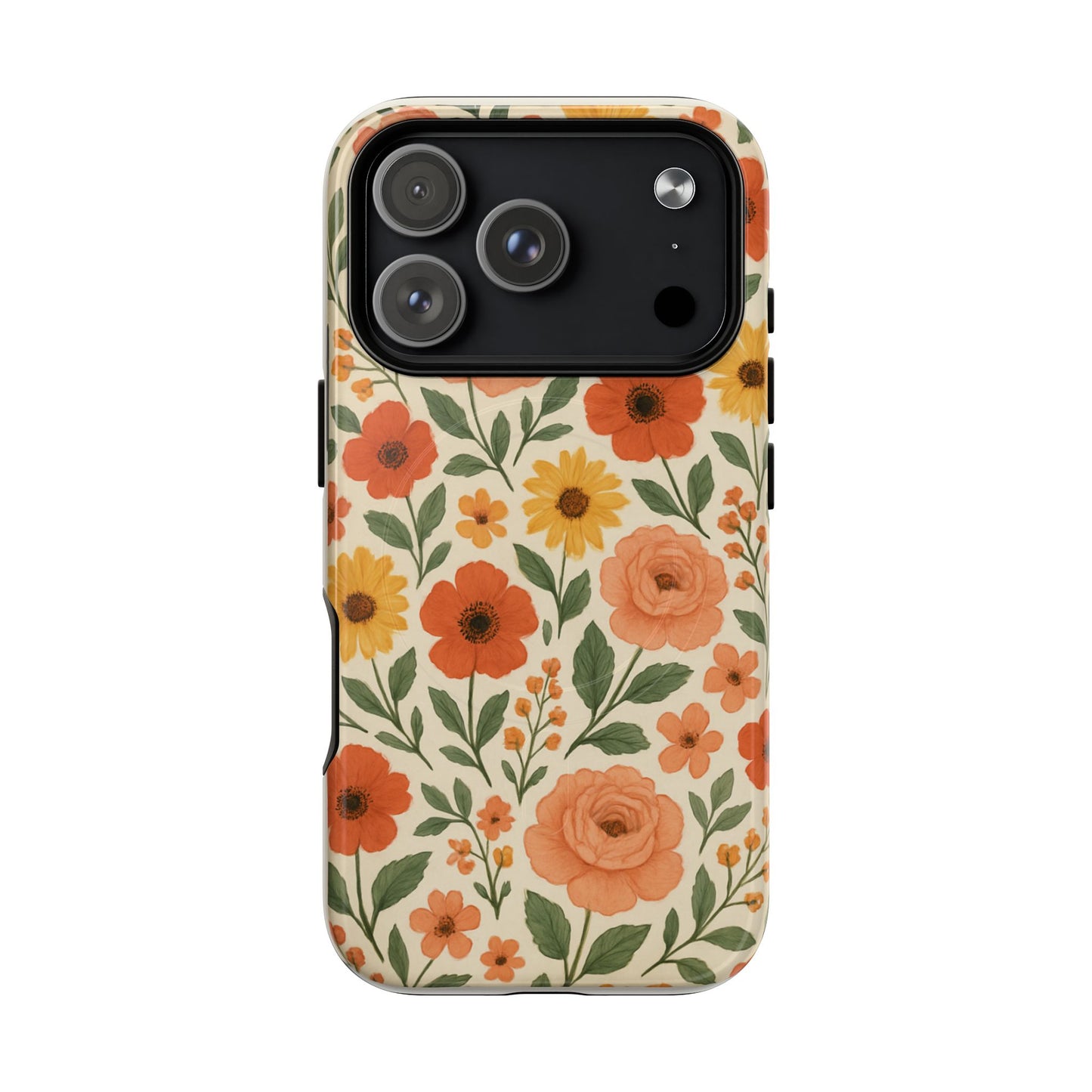 Floral Orange Bouquet Tough Magnetic Phone Case — Protective Magnetic Floral Design