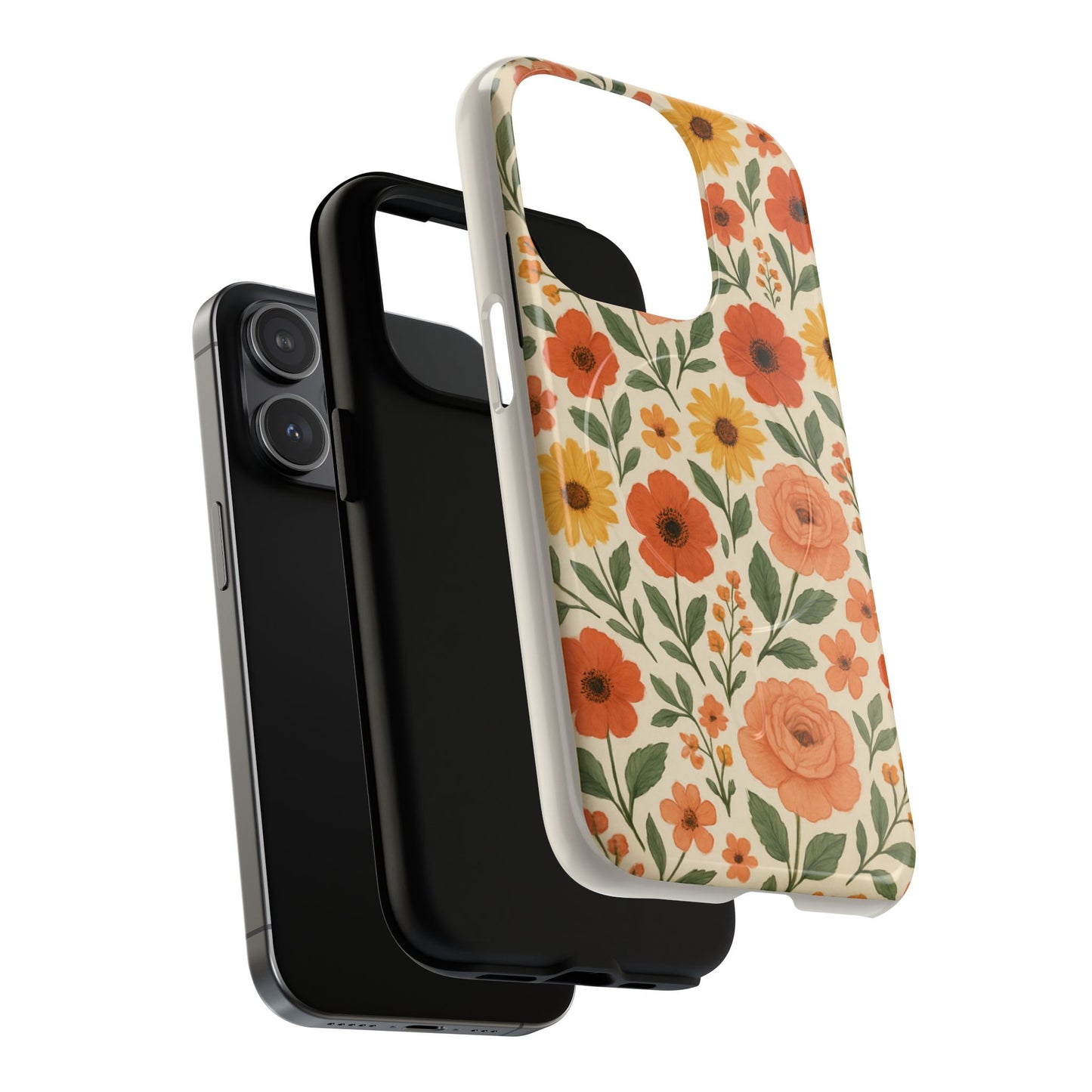 Floral Orange Bouquet Tough Magnetic Phone Case — Protective Magnetic Floral Design