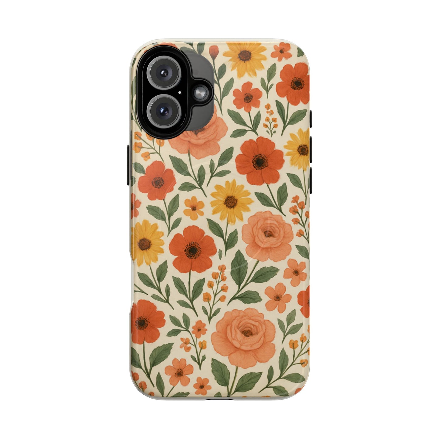 Floral Orange Bouquet Tough Magnetic Phone Case — Protective Magnetic Floral Design