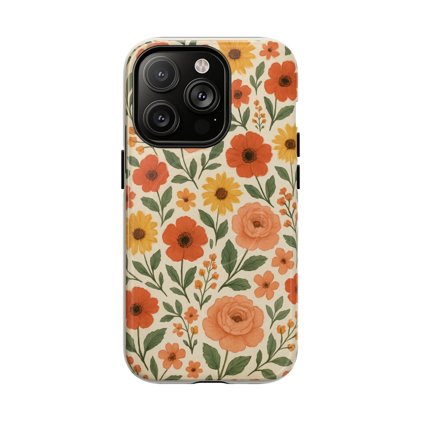 Floral Orange Bouquet Tough Magnetic Phone Case — Protective Magnetic Floral Design