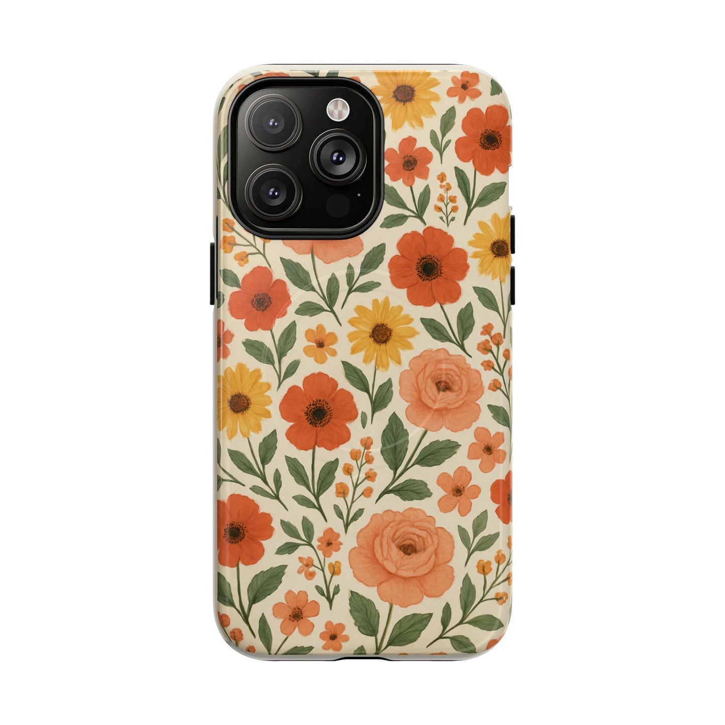 Floral Orange Bouquet Tough Magnetic Phone Case — Protective Magnetic Floral Design