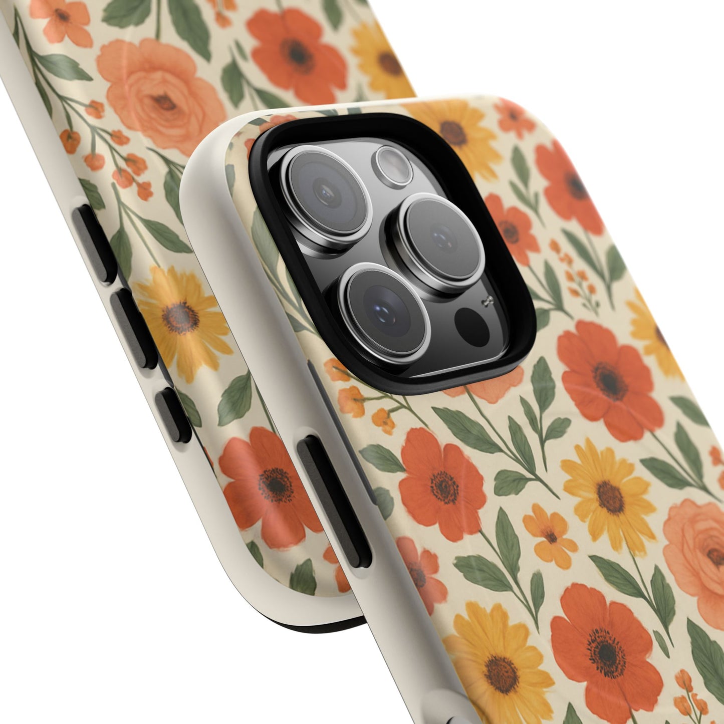 Floral Orange Bouquet Tough Magnetic Phone Case — Protective Magnetic Floral Design