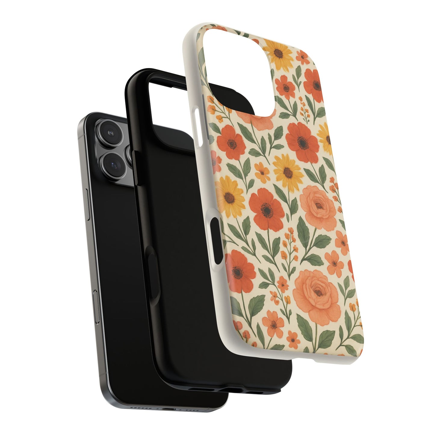 Floral Orange Bouquet Tough Magnetic Phone Case — Protective Magnetic Floral Design
