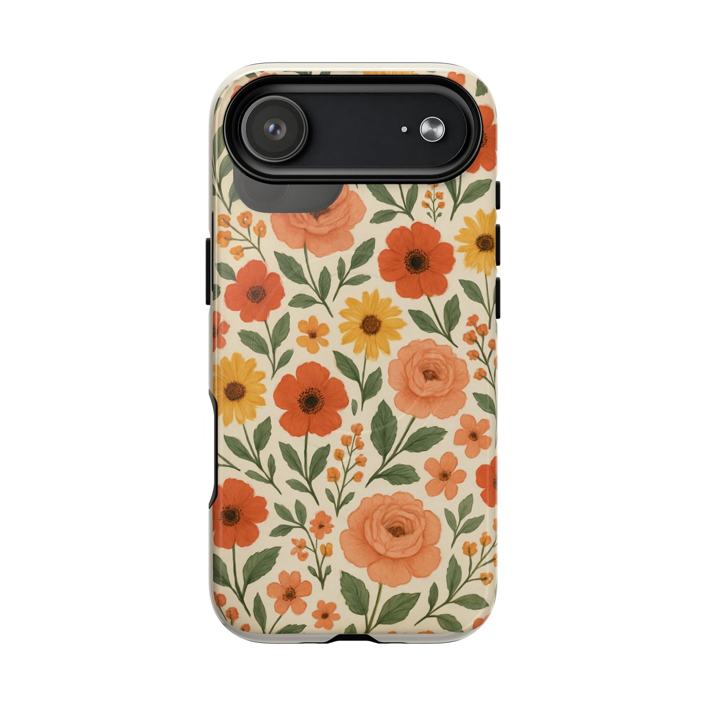 Floral Orange Bouquet Tough Magnetic Phone Case — Protective Magnetic Floral Design