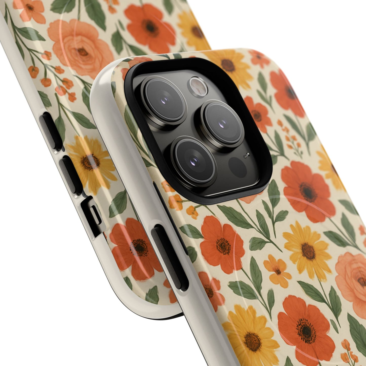 Floral Orange Bouquet Tough Magnetic Phone Case — Protective Magnetic Floral Design