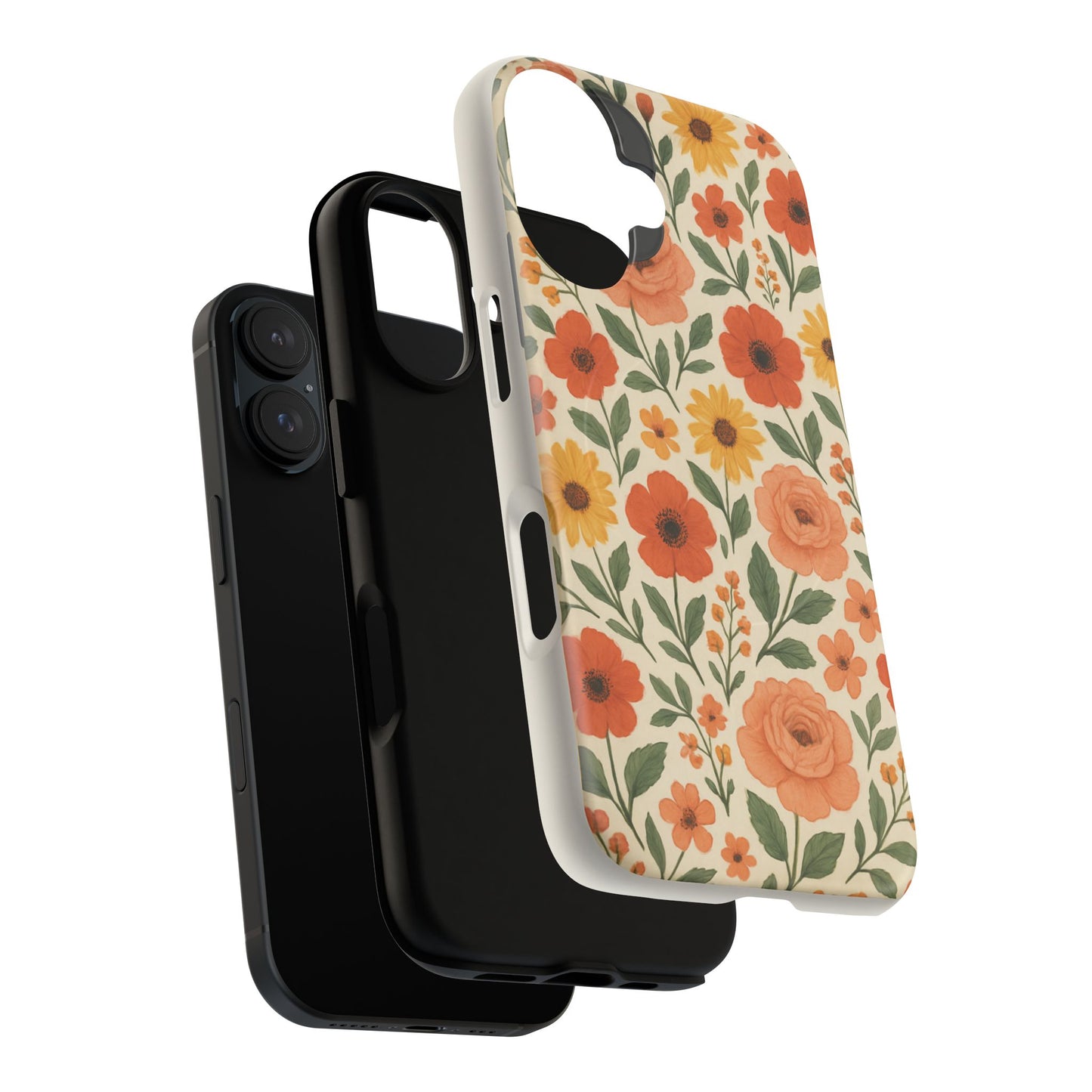 Floral Orange Bouquet Tough Magnetic Phone Case — Protective Magnetic Floral Design