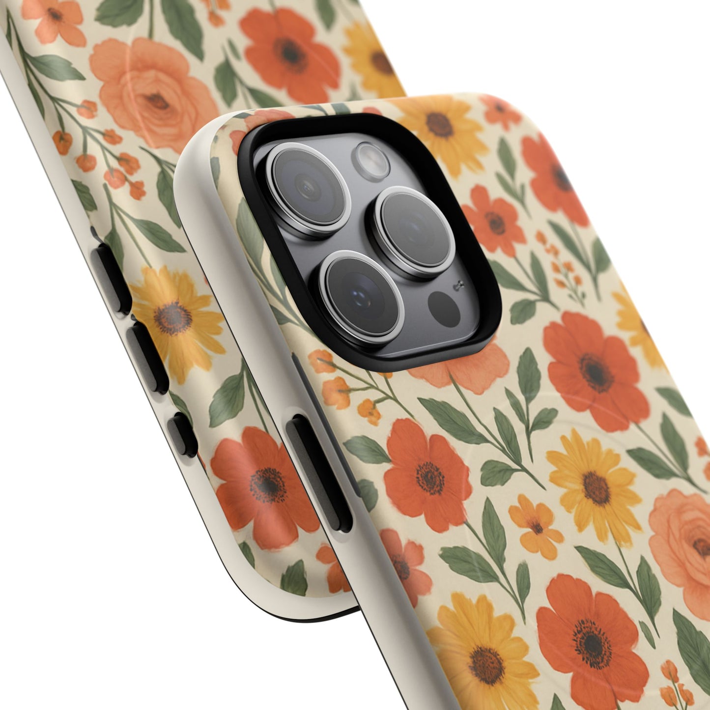 Floral Orange Bouquet Tough Magnetic Phone Case — Protective Magnetic Floral Design