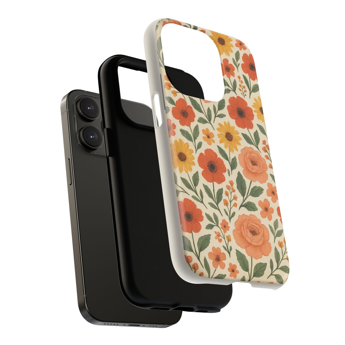 Floral Orange Bouquet Tough Magnetic Phone Case — Protective Magnetic Floral Design