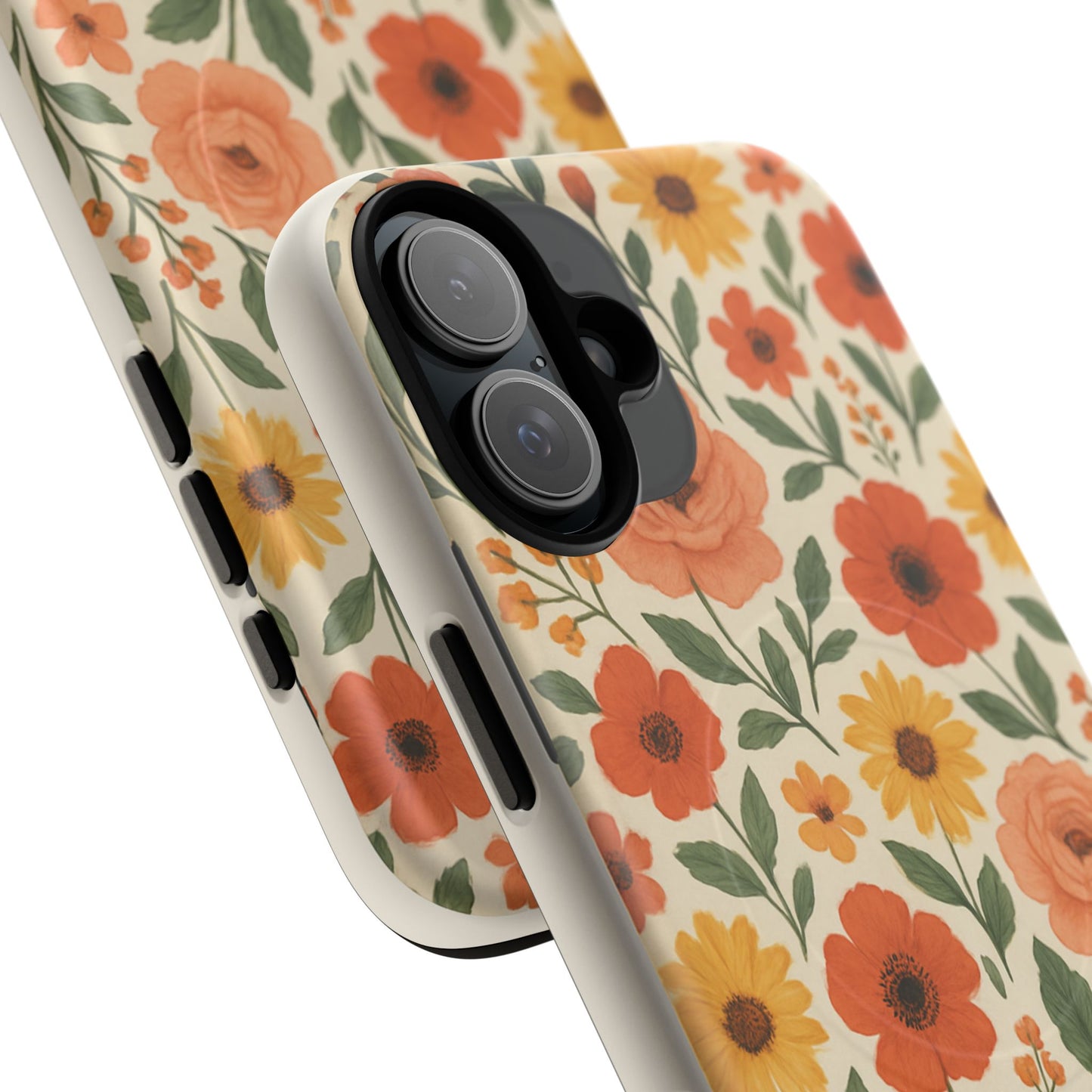 Floral Orange Bouquet Tough Magnetic Phone Case — Protective Magnetic Floral Design