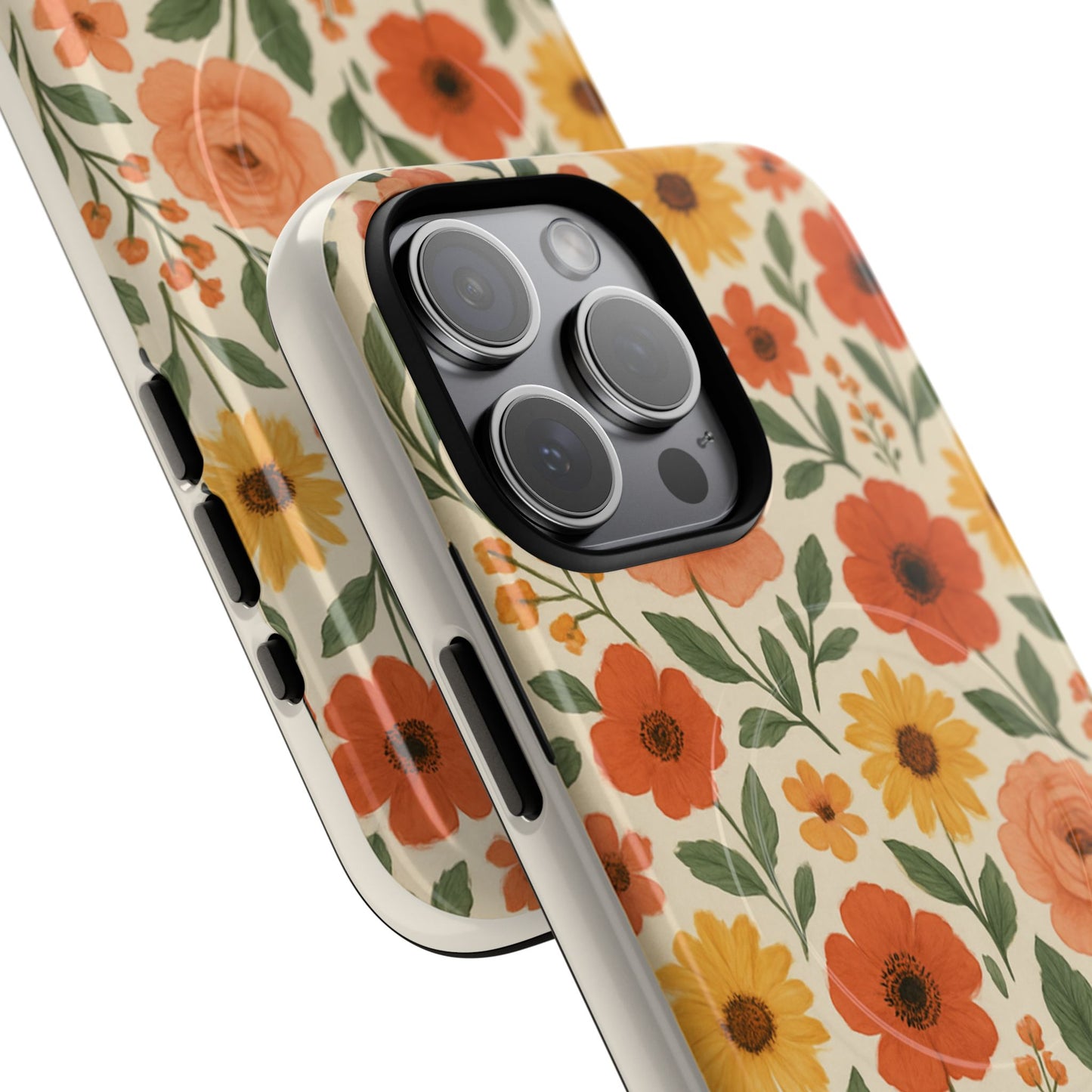 Floral Orange Bouquet Tough Magnetic Phone Case — Protective Magnetic Floral Design