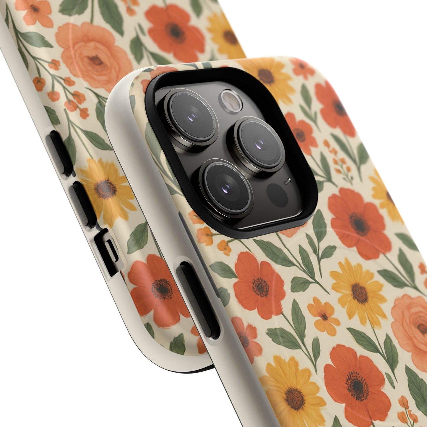 Floral Orange Bouquet Tough Magnetic Phone Case — Protective Magnetic Floral Design