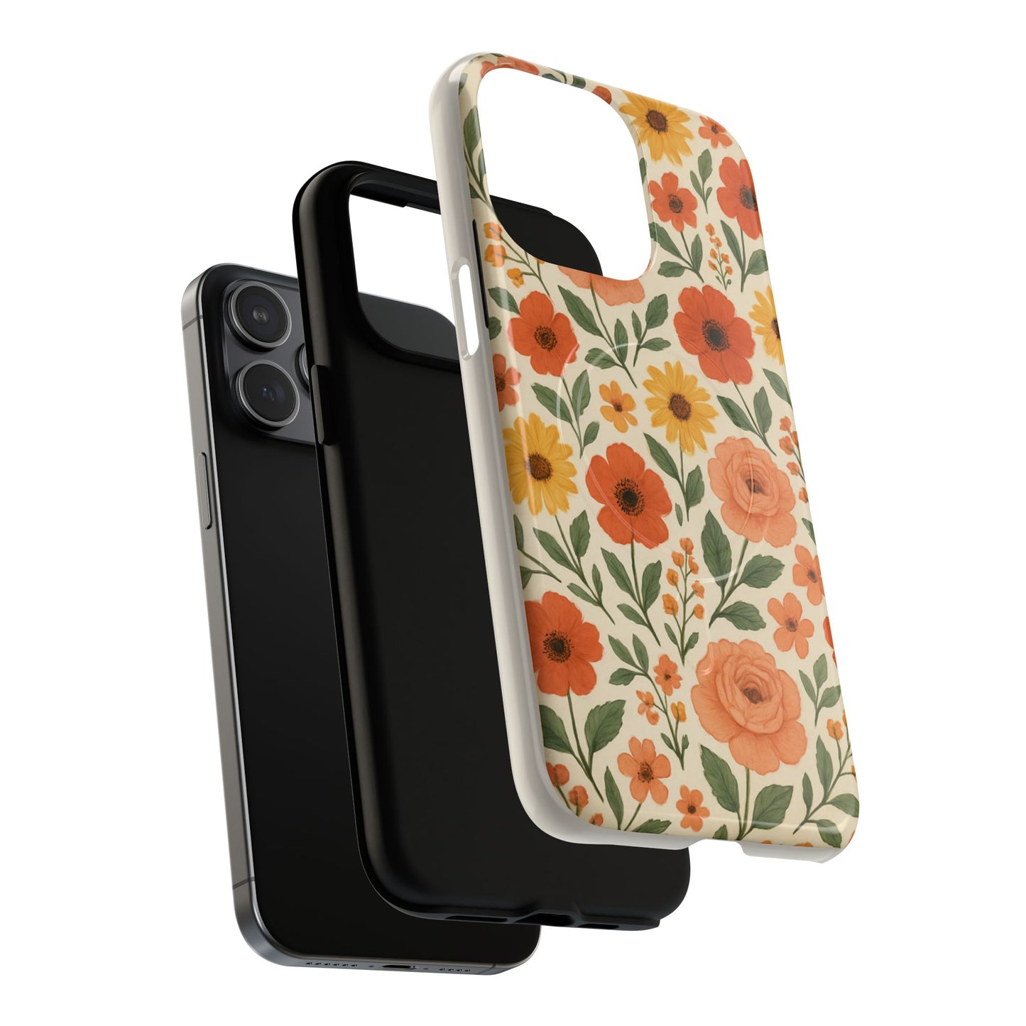 Floral Orange Bouquet Tough Magnetic Phone Case — Protective Magnetic Floral Design