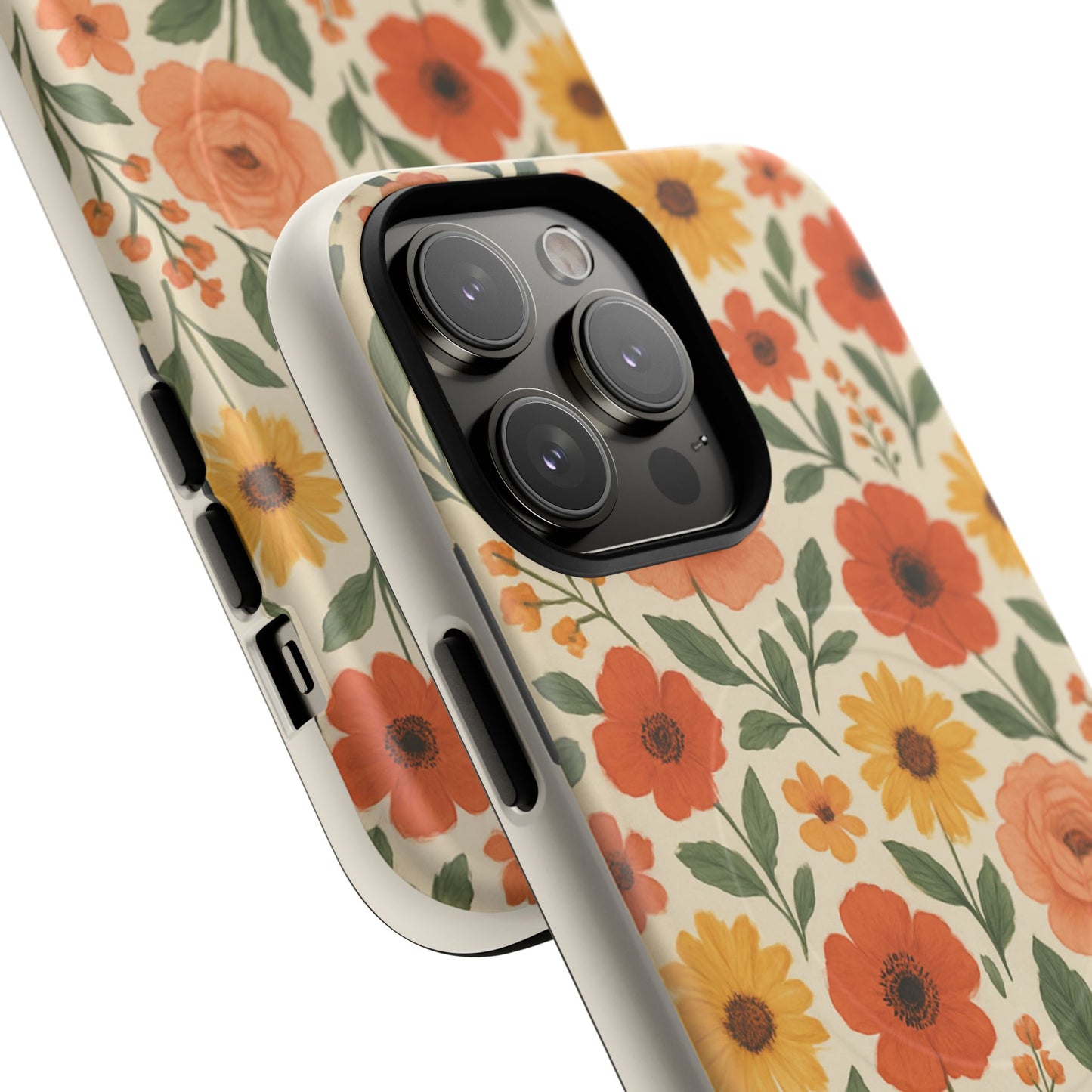Floral Orange Bouquet Tough Magnetic Phone Case — Protective Magnetic Floral Design