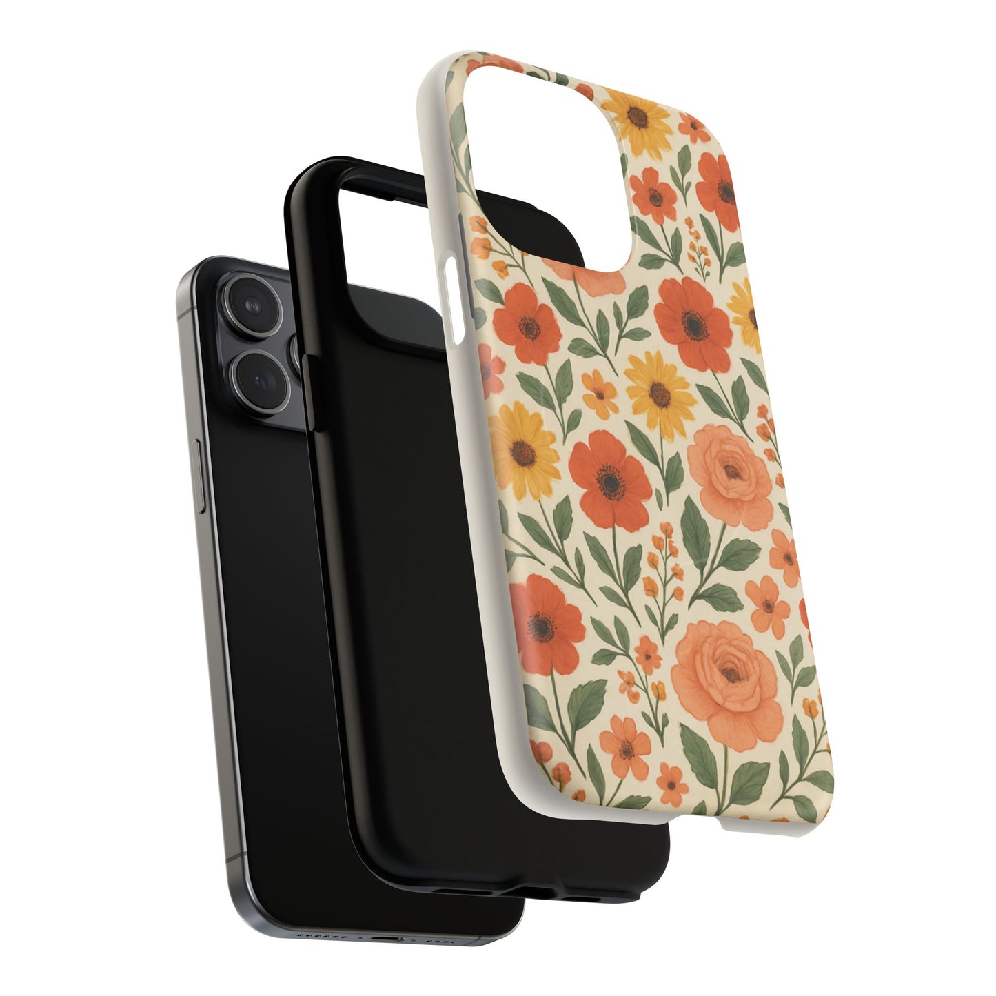 Floral Orange Bouquet Tough Magnetic Phone Case — Protective Magnetic Floral Design