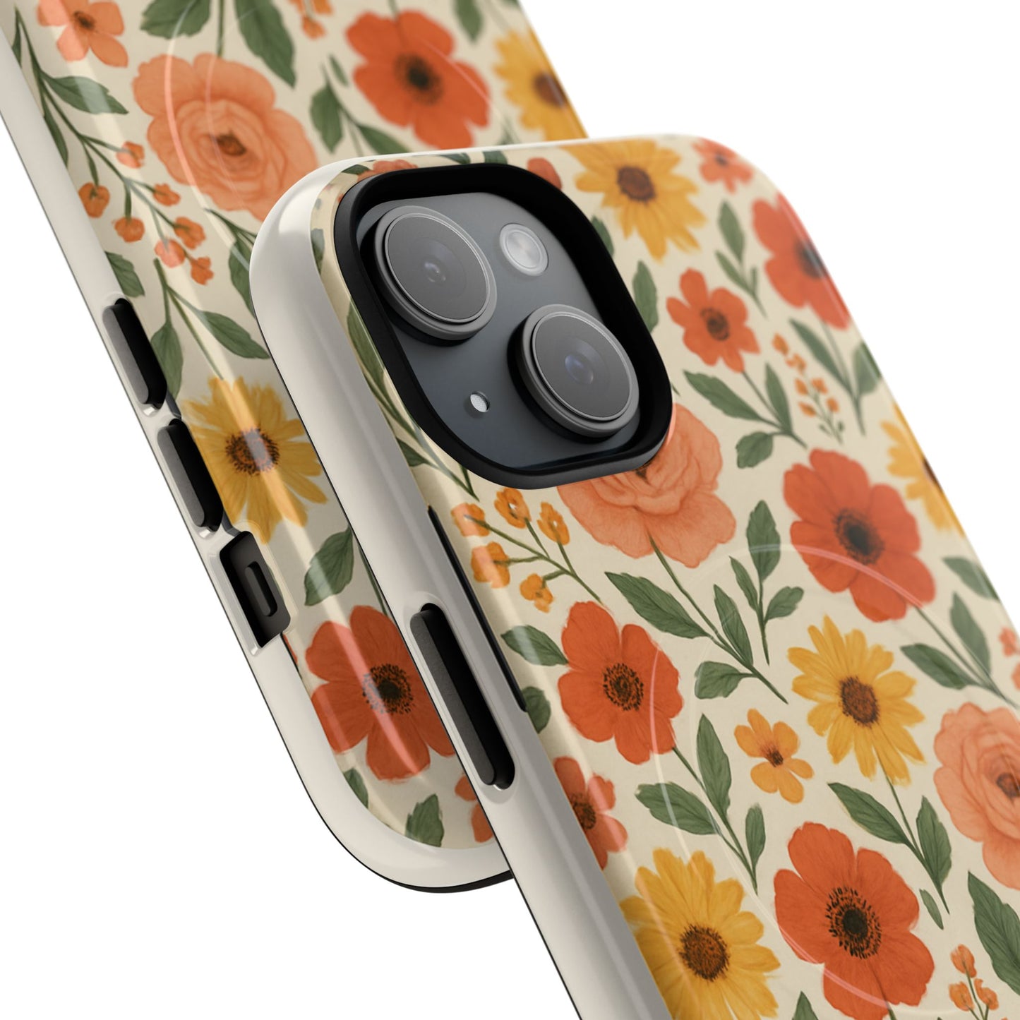 Floral Orange Bouquet Tough Magnetic Phone Case — Protective Magnetic Floral Design