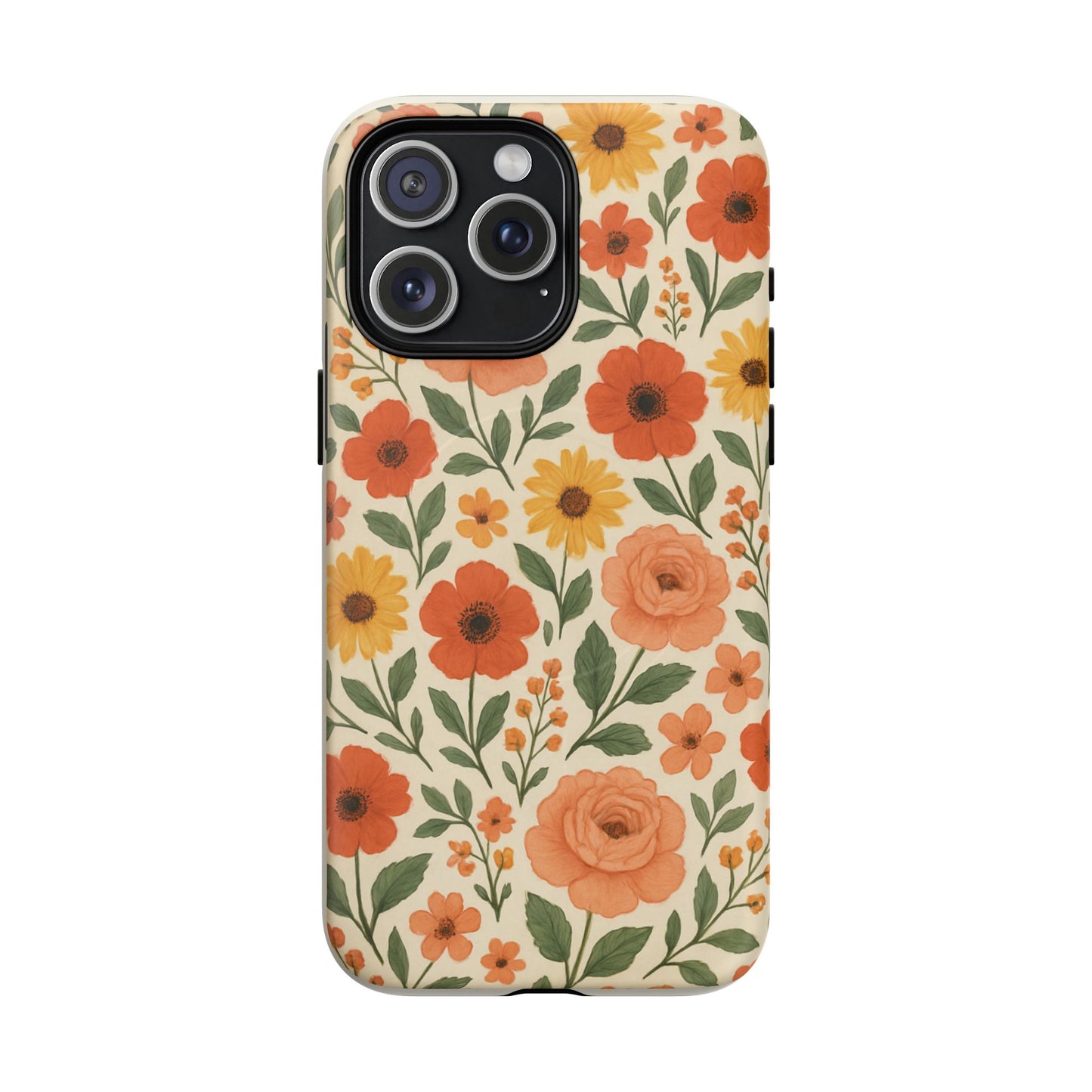 Floral Orange Bouquet Tough Magnetic Phone Case — Protective Magnetic Floral Design