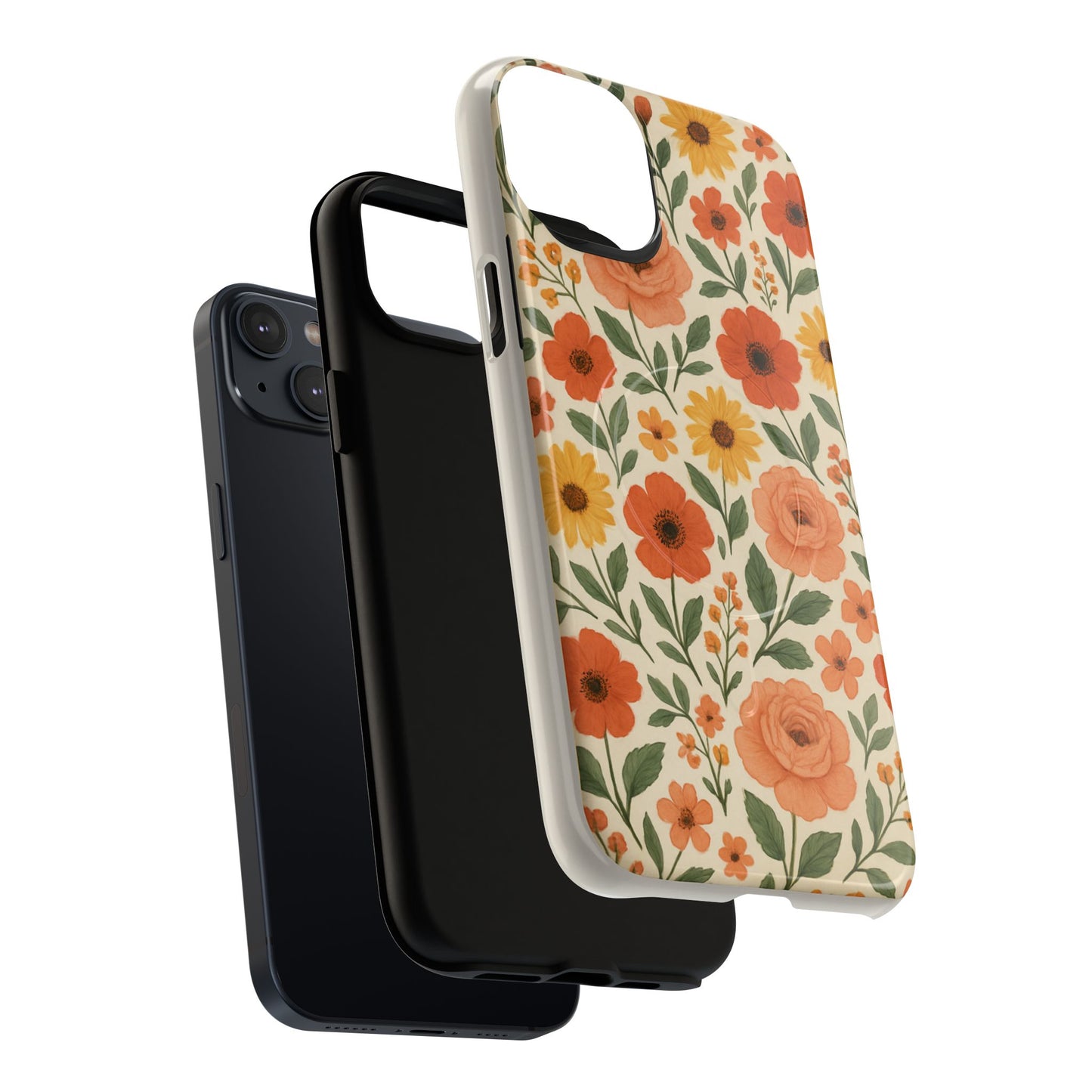 Floral Orange Bouquet Tough Magnetic Phone Case — Protective Magnetic Floral Design
