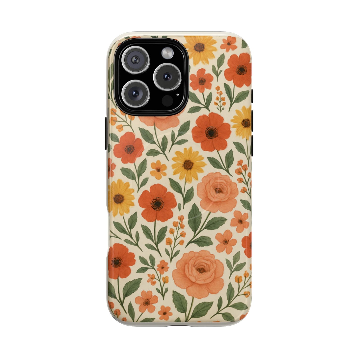 Floral Orange Bouquet Tough Magnetic Phone Case — Protective Magnetic Floral Design