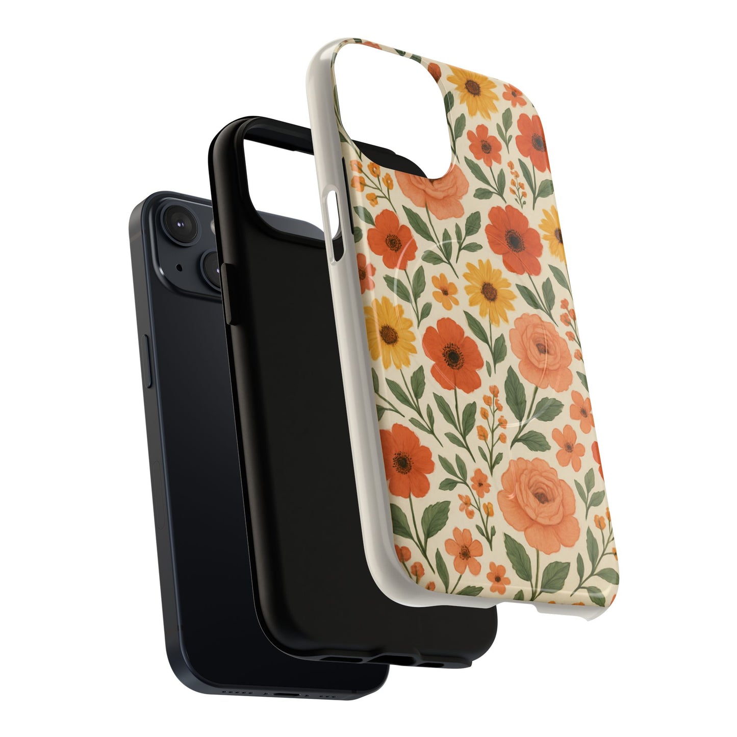 Floral Orange Bouquet Tough Magnetic Phone Case — Protective Magnetic Floral Design