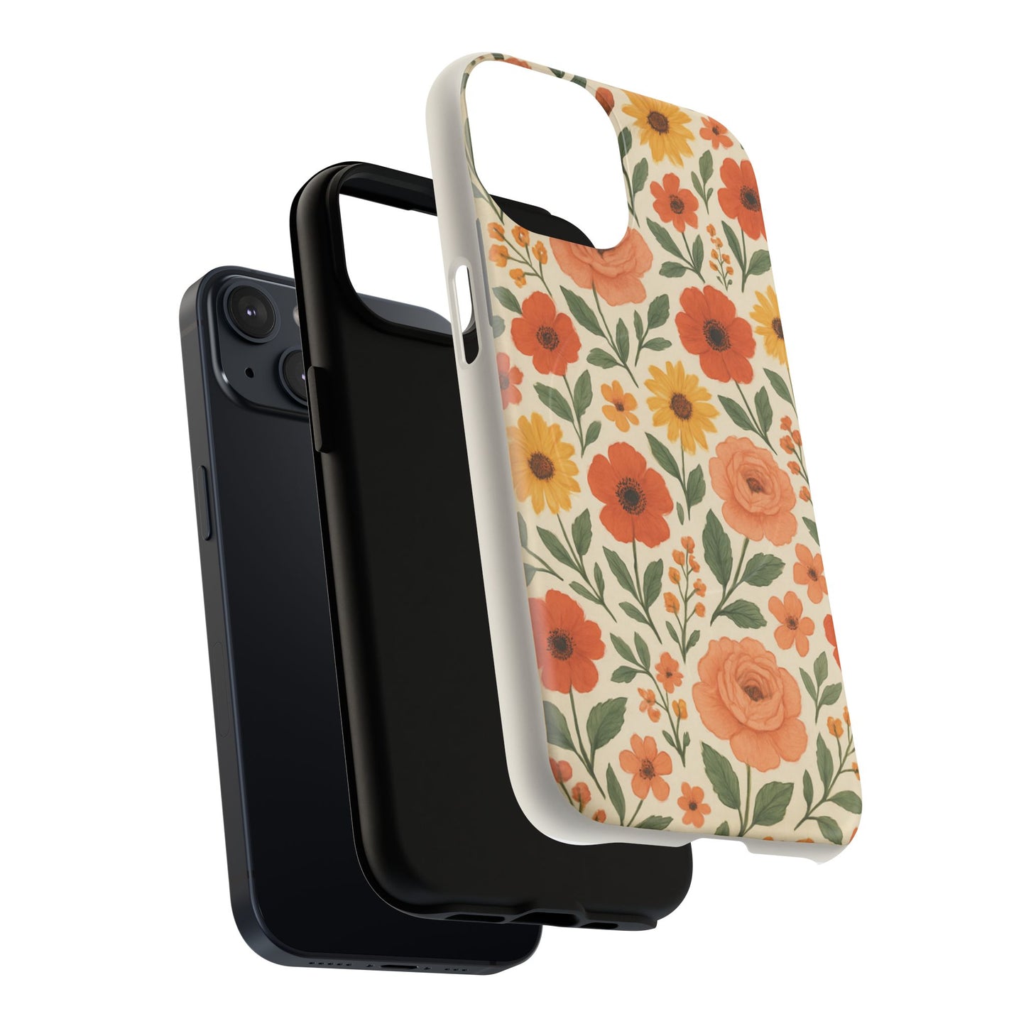 Floral Orange Bouquet Tough Magnetic Phone Case — Protective Magnetic Floral Design