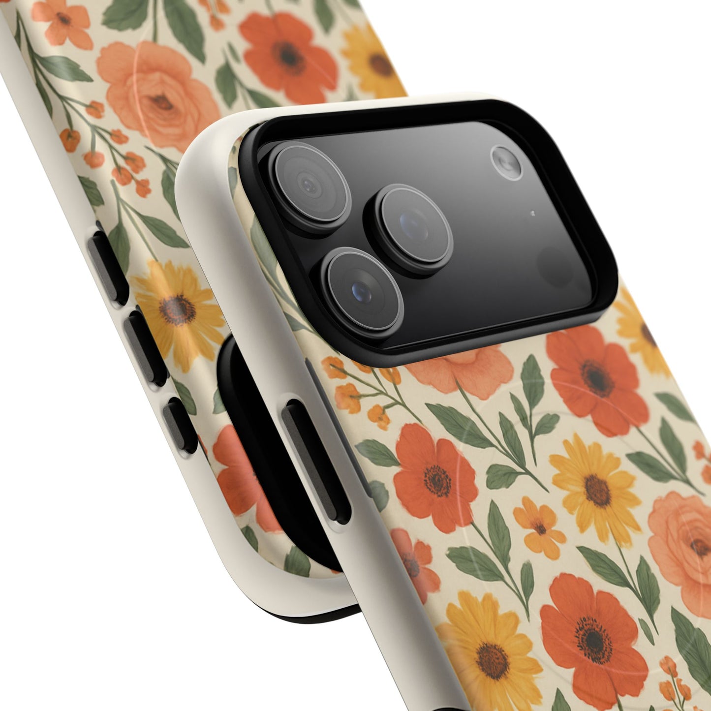 Floral Orange Bouquet Tough Magnetic Phone Case — Protective Magnetic Floral Design