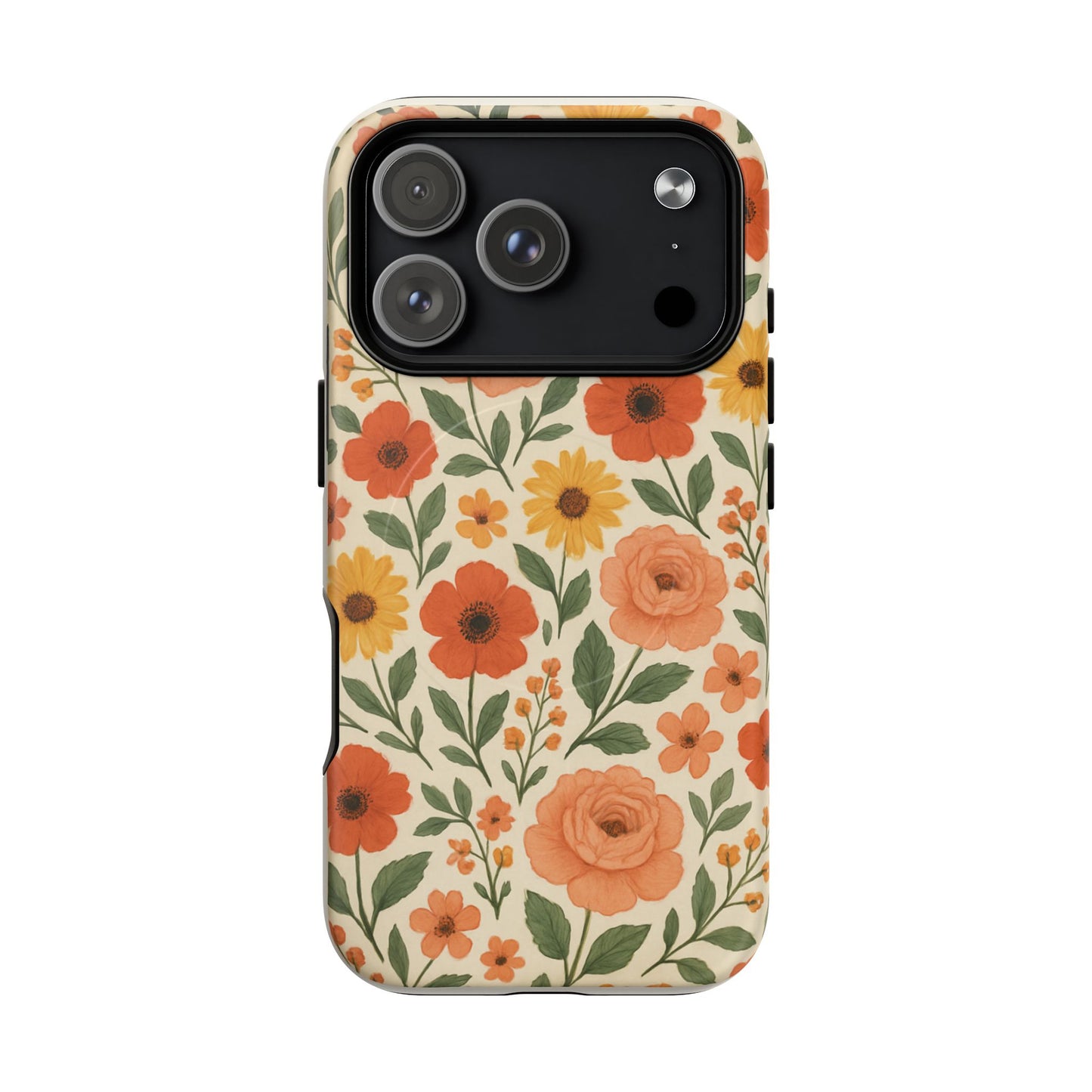 Floral Orange Bouquet Tough Magnetic Phone Case — Protective Magnetic Floral Design