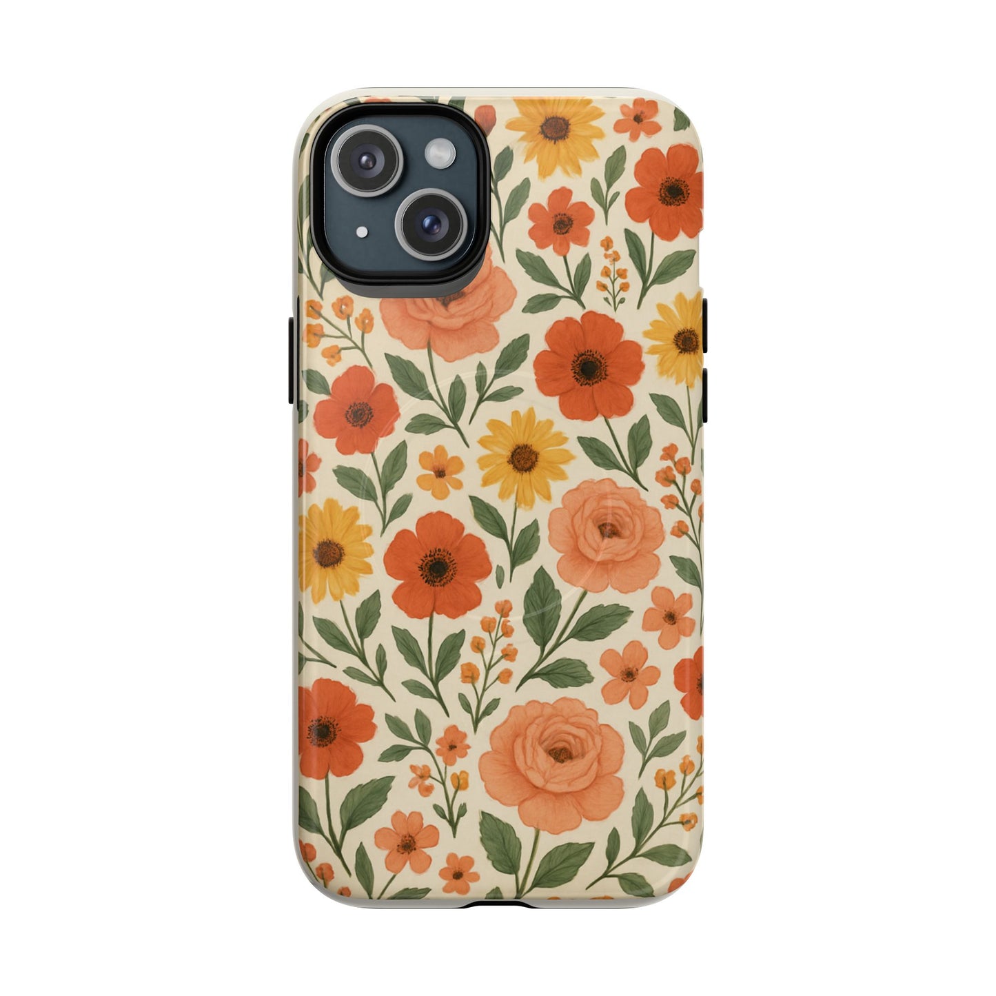 Floral Orange Bouquet Tough Magnetic Phone Case — Protective Magnetic Floral Design