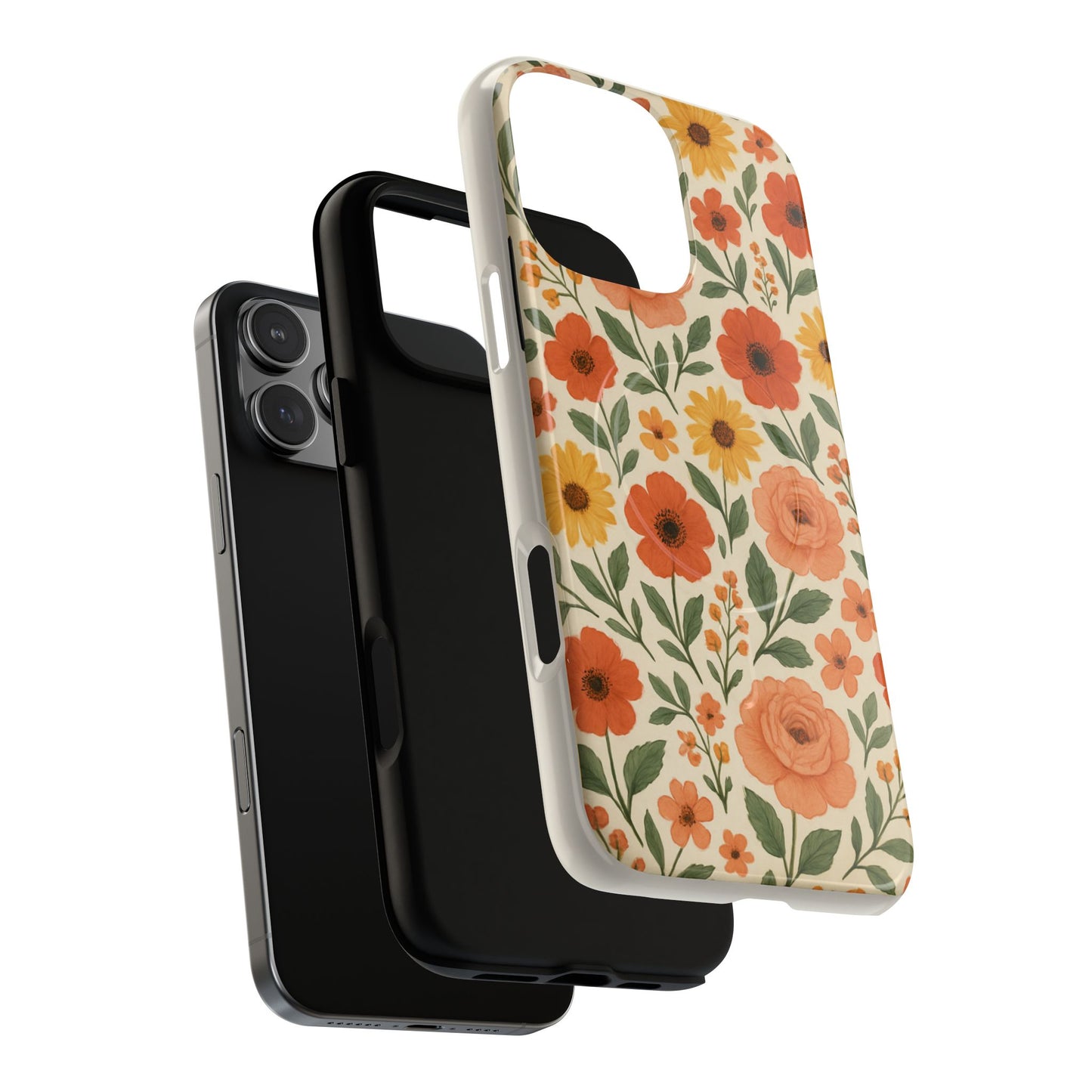 Floral Orange Bouquet Tough Magnetic Phone Case — Protective Magnetic Floral Design