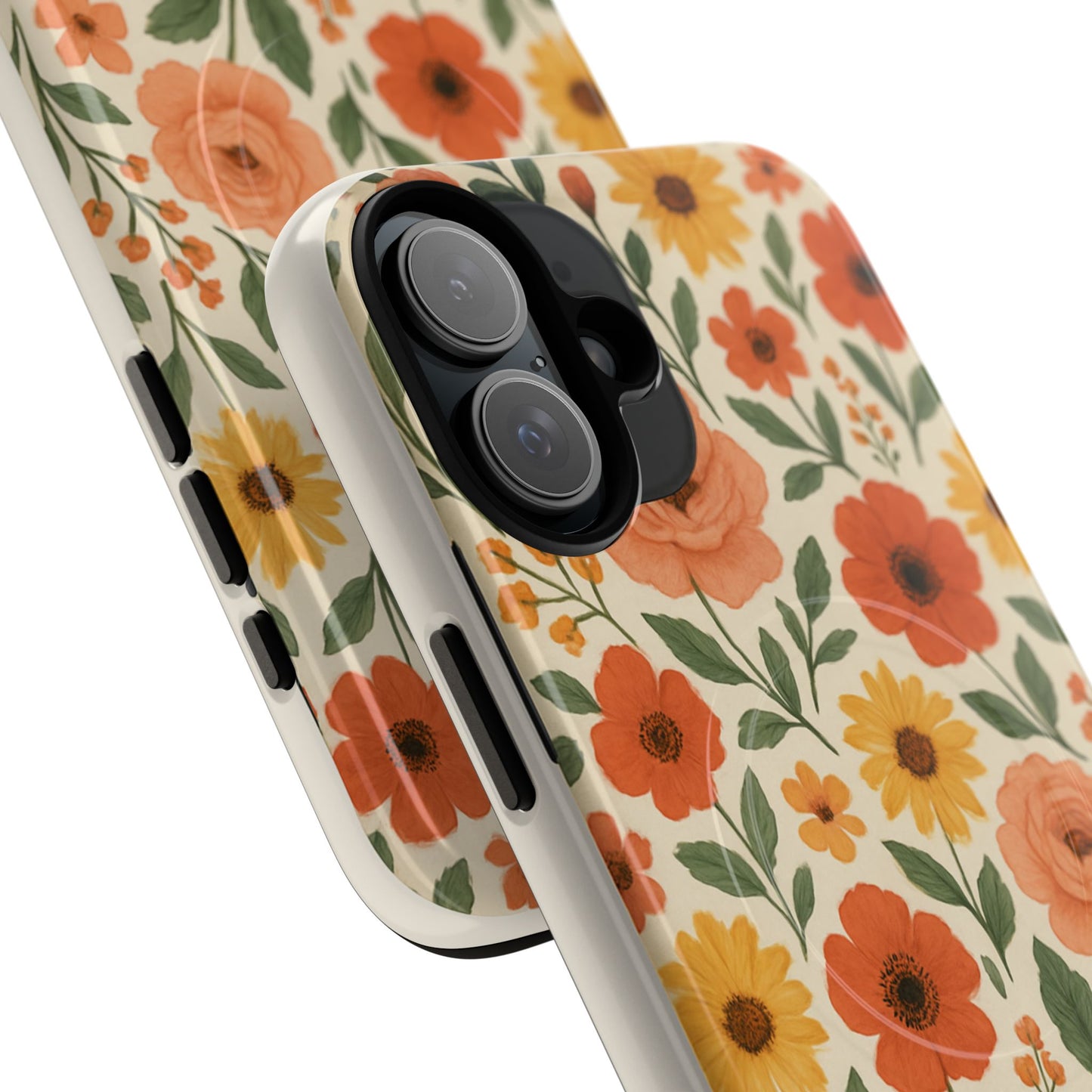 Floral Orange Bouquet Tough Magnetic Phone Case — Protective Magnetic Floral Design