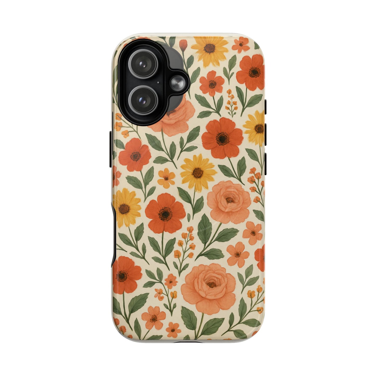 Floral Orange Bouquet Tough Magnetic Phone Case — Protective Magnetic Floral Design
