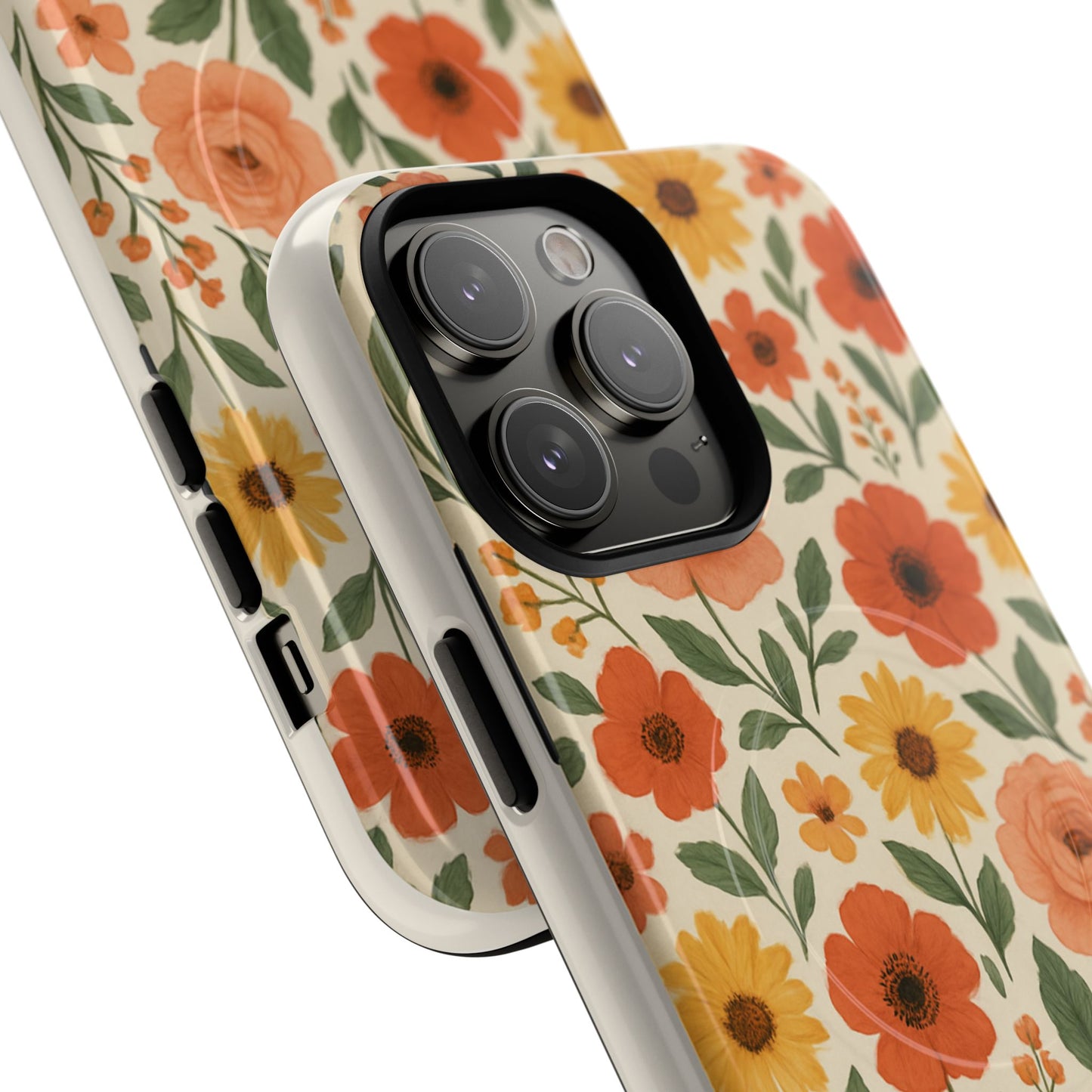 Floral Orange Bouquet Tough Magnetic Phone Case — Protective Magnetic Floral Design